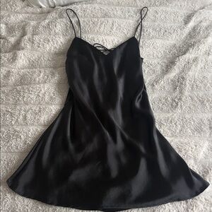 Beautiful Zara Mini Slip Dress Satin Black